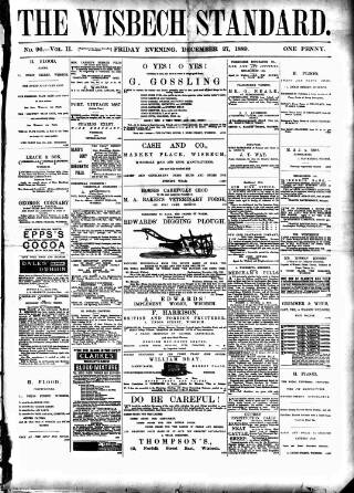 cover page of Wisbech Standard published on December 27, 1889