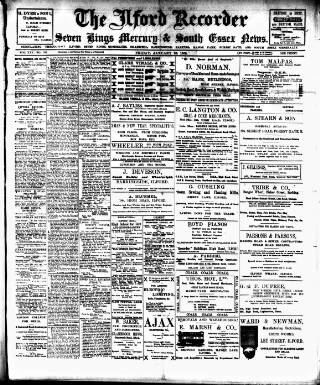 cover page of Ilford Recorder published on January 20, 1905