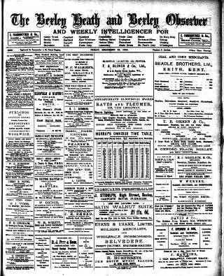 cover page of Bexley Heath and Bexley Observer published on December 25, 1903