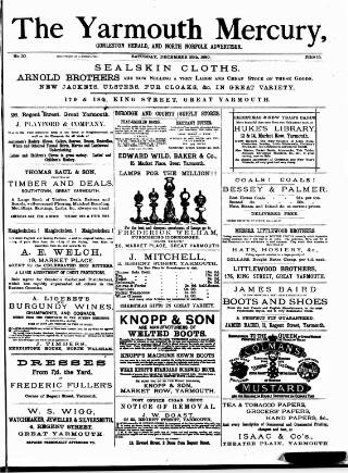 cover page of Yarmouth Mercury published on December 25, 1880