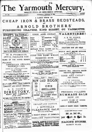 cover page of Yarmouth Mercury published on January 26, 1884