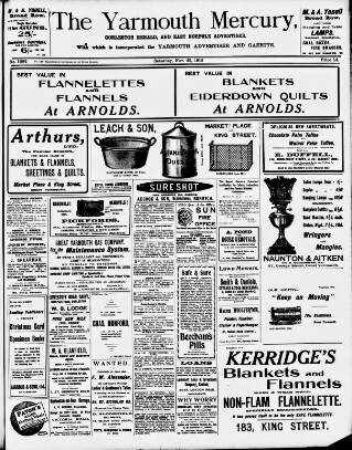 cover page of Yarmouth Mercury published on November 23, 1912