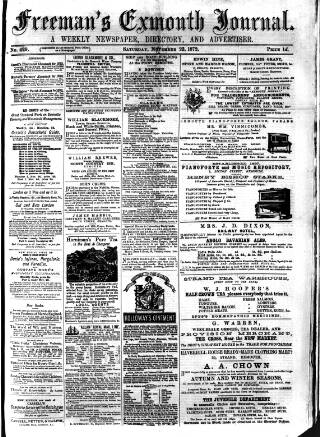 cover page of Exmouth Journal published on November 23, 1872