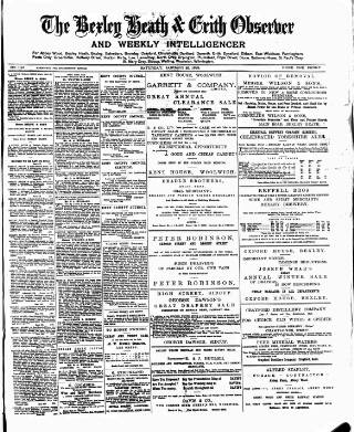 cover page of Bexley Heath and Bexley Observer published on January 26, 1889