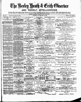 cover page of Bexley Heath and Bexley Observer published on November 23, 1889