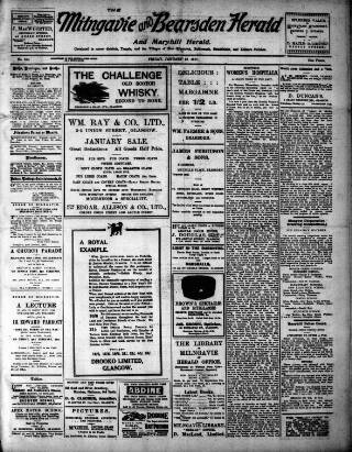 cover page of Milngavie and Bearsden Herald published on January 26, 1917