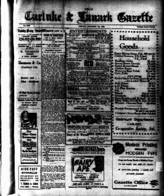 cover page of Carluke and Lanark Gazette published on January 26, 1945