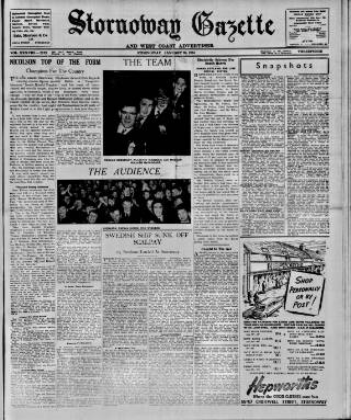 cover page of Stornoway Gazette and West Coast Advertiser published on January 26, 1954