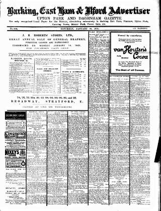 cover page of Barking, East Ham & Ilford Advertiser published on January 26, 1901