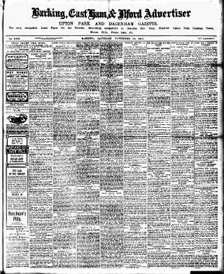 cover page of Barking, East Ham & Ilford Advertiser published on November 23, 1912