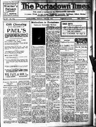 cover page of Portadown Times published on December 25, 1936