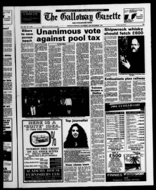 cover page of Galloway Gazette published on November 23, 1991