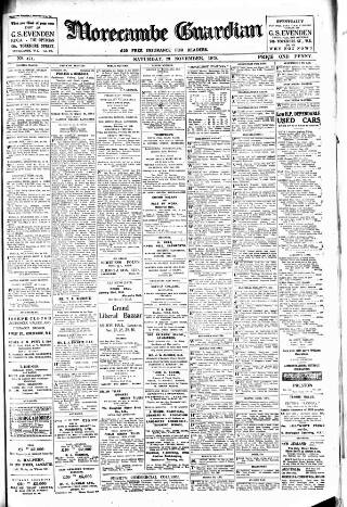 cover page of Morecambe Guardian published on November 23, 1929