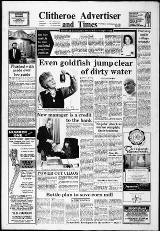 cover page of Clitheroe Advertiser and Times published on November 23, 1989