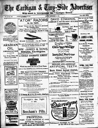 cover page of Cardigan & Tivy-side Advertiser published on December 22, 1911