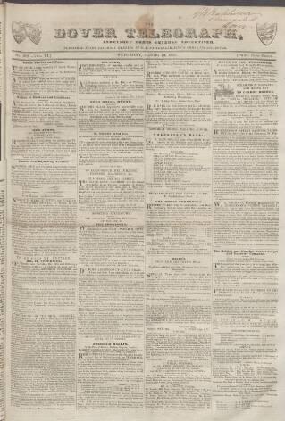 cover page of Dover Telegraph and Cinque Ports General Advertiser published on January 26, 1839