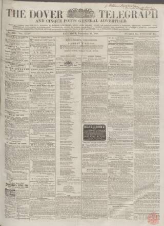 cover page of Dover Telegraph and Cinque Ports General Advertiser published on December 25, 1858