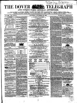 cover page of Dover Telegraph and Cinque Ports General Advertiser published on November 23, 1861