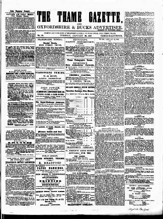 cover page of Thame Gazette published on January 26, 1858