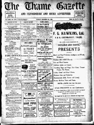 cover page of Thame Gazette published on December 25, 1928