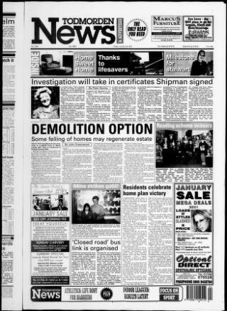 cover page of Todmorden & District News published on January 26, 2001