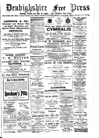 cover page of Denbighshire Free Press published on December 25, 1915