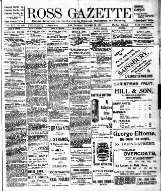 cover page of Ross Gazette published on November 23, 1911