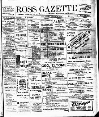 cover page of Ross Gazette published on December 25, 1913