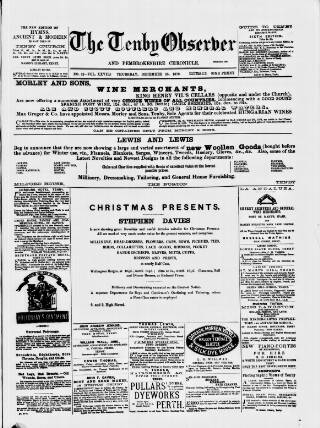 cover page of Tenby Observer published on December 25, 1879