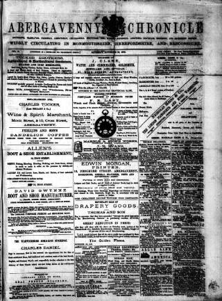 cover page of Abergavenny Chronicle published on November 23, 1878