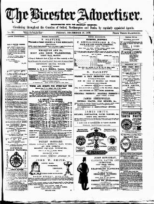 cover page of Bicester Advertiser published on December 19, 1879