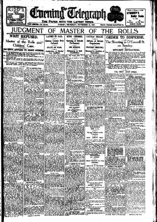 cover page of Dublin Evening Telegraph published on November 23, 1922