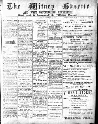 cover page of Witney Gazette and West Oxfordshire Advertiser published on December 25, 1897