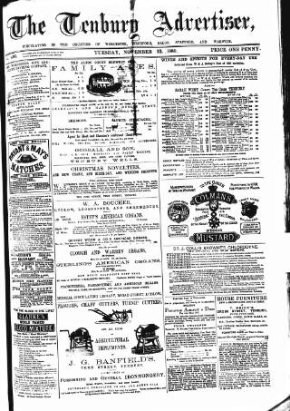 cover page of Tenbury Wells Advertiser published on November 23, 1880