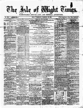 cover page of Isle of Wight Times published on December 25, 1867