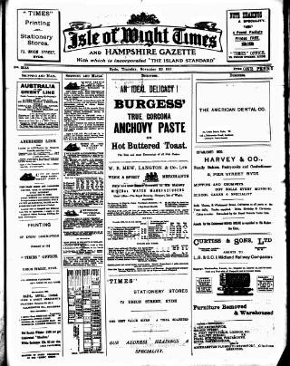 cover page of Isle of Wight Times published on November 23, 1911