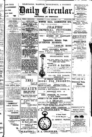 cover page of Leamington, Warwick, Kenilworth & District Daily Circular published on December 31, 1910