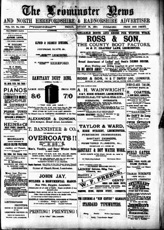 cover page of Leominster News and North West Herefordshire & Radnorshire Advertiser published on January 26, 1900