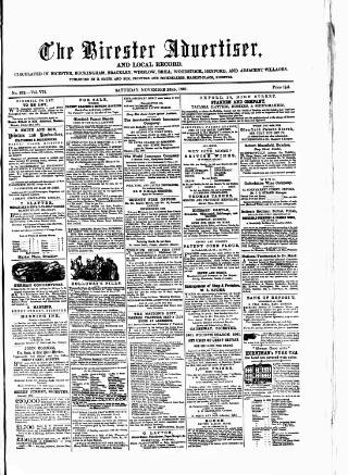 cover page of Bicester Advertiser published on November 23, 1861