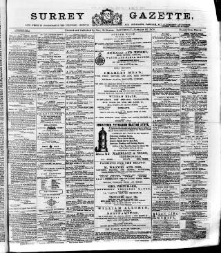 cover page of Surrey Gazette published on January 26, 1878