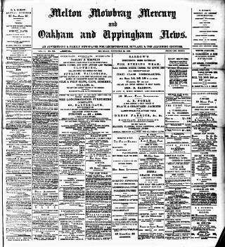 cover page of Melton Mowbray Mercury and Oakham and Uppingham News published on November 23, 1893