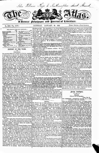 cover page of Atlas published on January 26, 1850