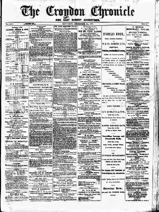 cover page of Croydon Chronicle and East Surrey Advertiser published on December 25, 1875