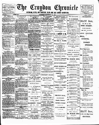 cover page of Croydon Chronicle and East Surrey Advertiser published on November 23, 1889