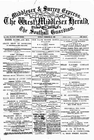 cover page of Middlesex & Surrey Express published on December 25, 1899