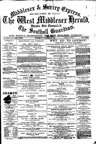 cover page of Middlesex & Surrey Express published on November 23, 1904