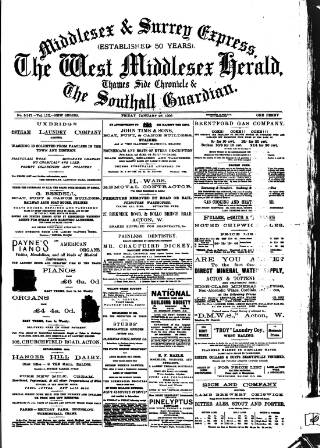 cover page of Middlesex & Surrey Express published on January 26, 1906