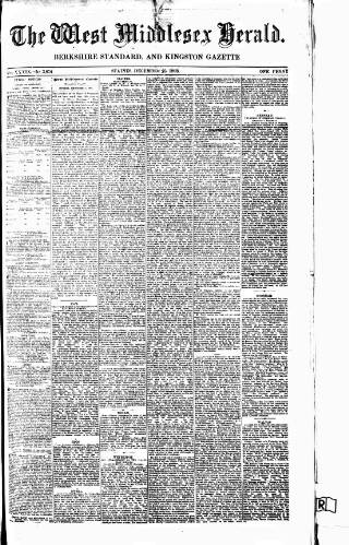 cover page of West Middlesex Herald published on December 25, 1893