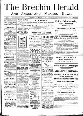 cover page of Brechin Herald published on December 8, 1891