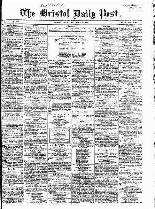 cover page of Bristol Daily Post published on November 23, 1860